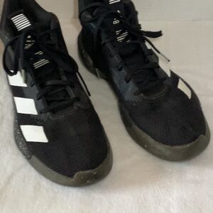 Adidas Black and White Athletic Shoes with Mesh Upper